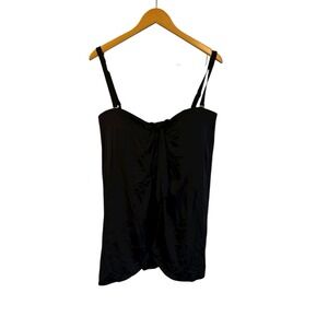 NWT Ralph Lauren Swim One Piece 20W Navy Flounce‎ Solid Lightly Lined Wireless